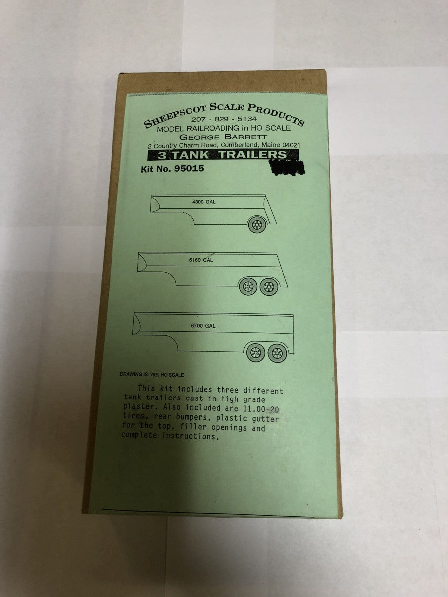 Sheepscot Scale Products 95015 HO Tank Trailers 3 Sizes Building Kit