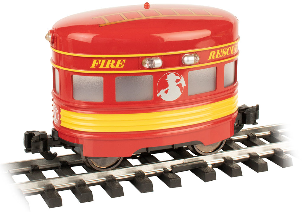 Bachmann 96287 G Fire Rescue Motorized Eggliner with Flashing Roof Light