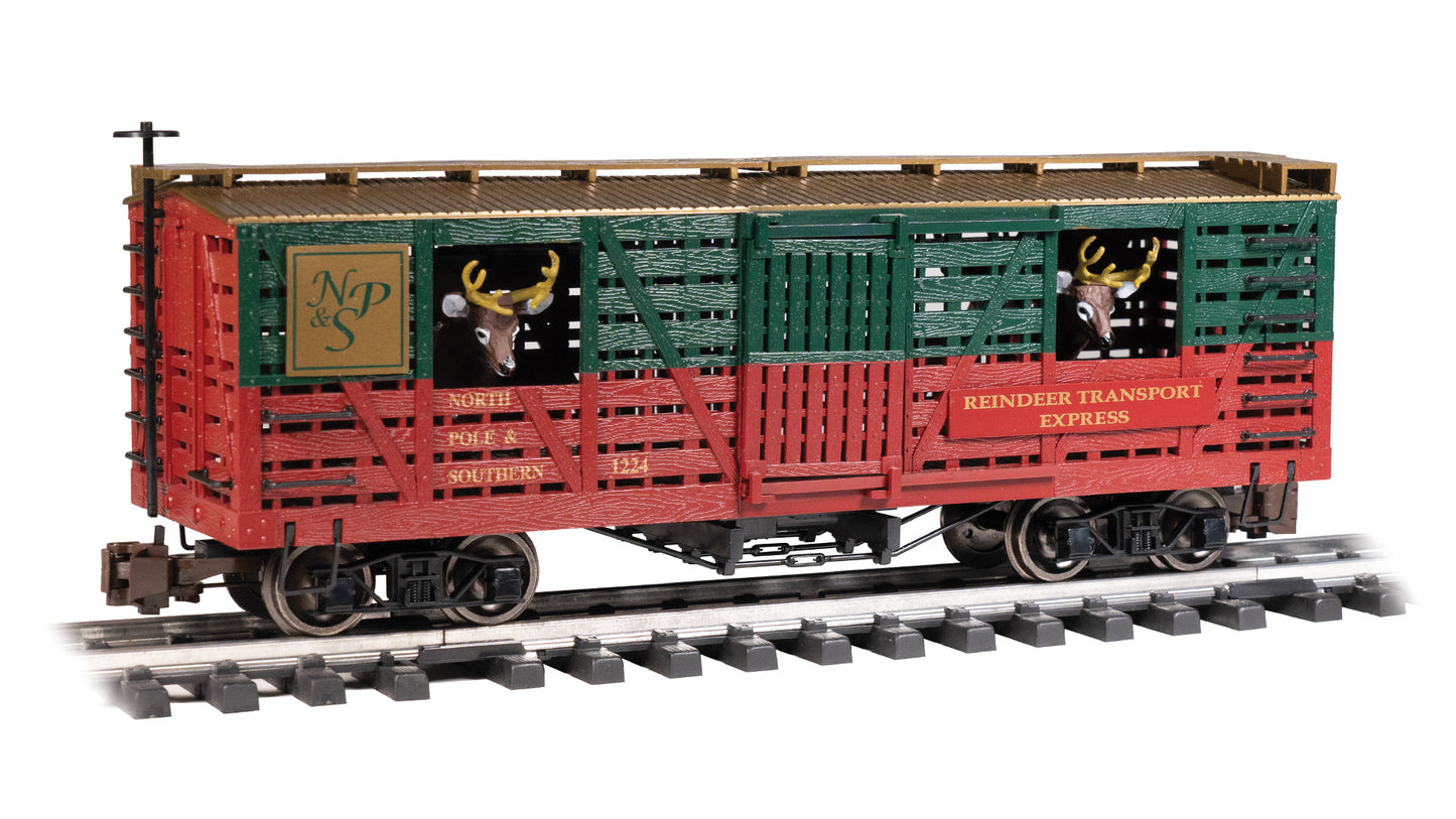 Bachmann 98709 G Christmas NP&S Animated Stock Car with Reindeer