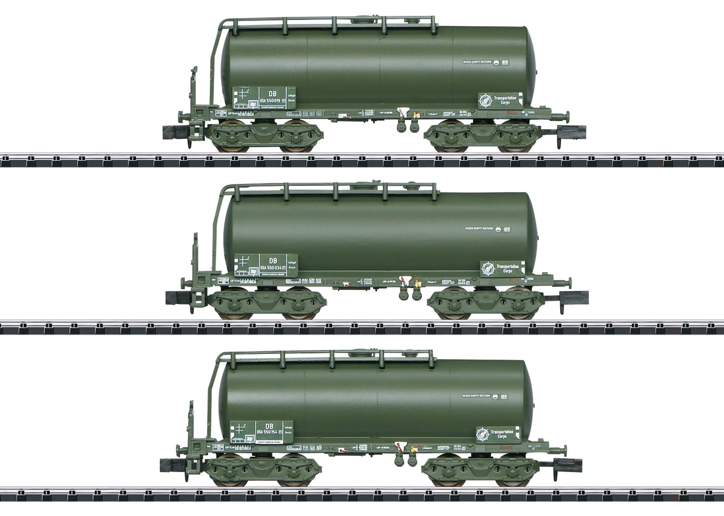 Minitrix 18212 N United States Transportation Corps. Tank Car Set (Set of 3)