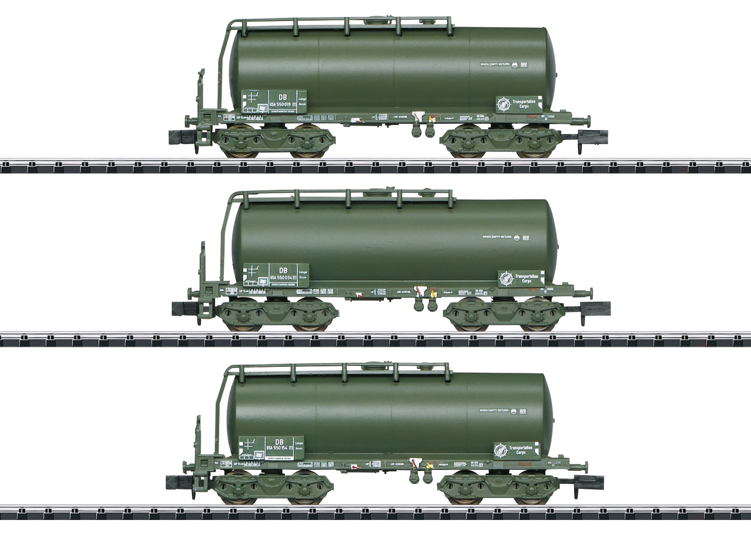 Minitrix 18212 N United States Transportation Corps. Tank Car Set (Set of 3)