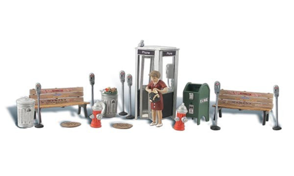 Woodland Scenics A1941 HO Scenic Accents Street Accessories (Set of 18)