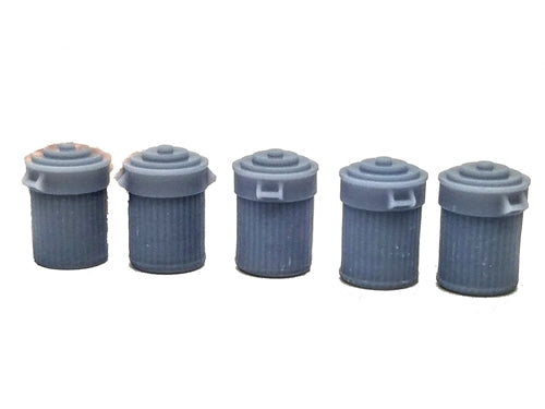 All Scale Miniatures 870846 HO Trash Can with Lid Molded Blue Plastic(Pack of 5)
