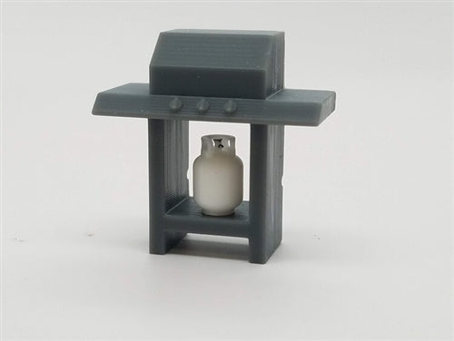 All Scale Miniatures 1601864 N Grill with Lid Attached and Propane Tank