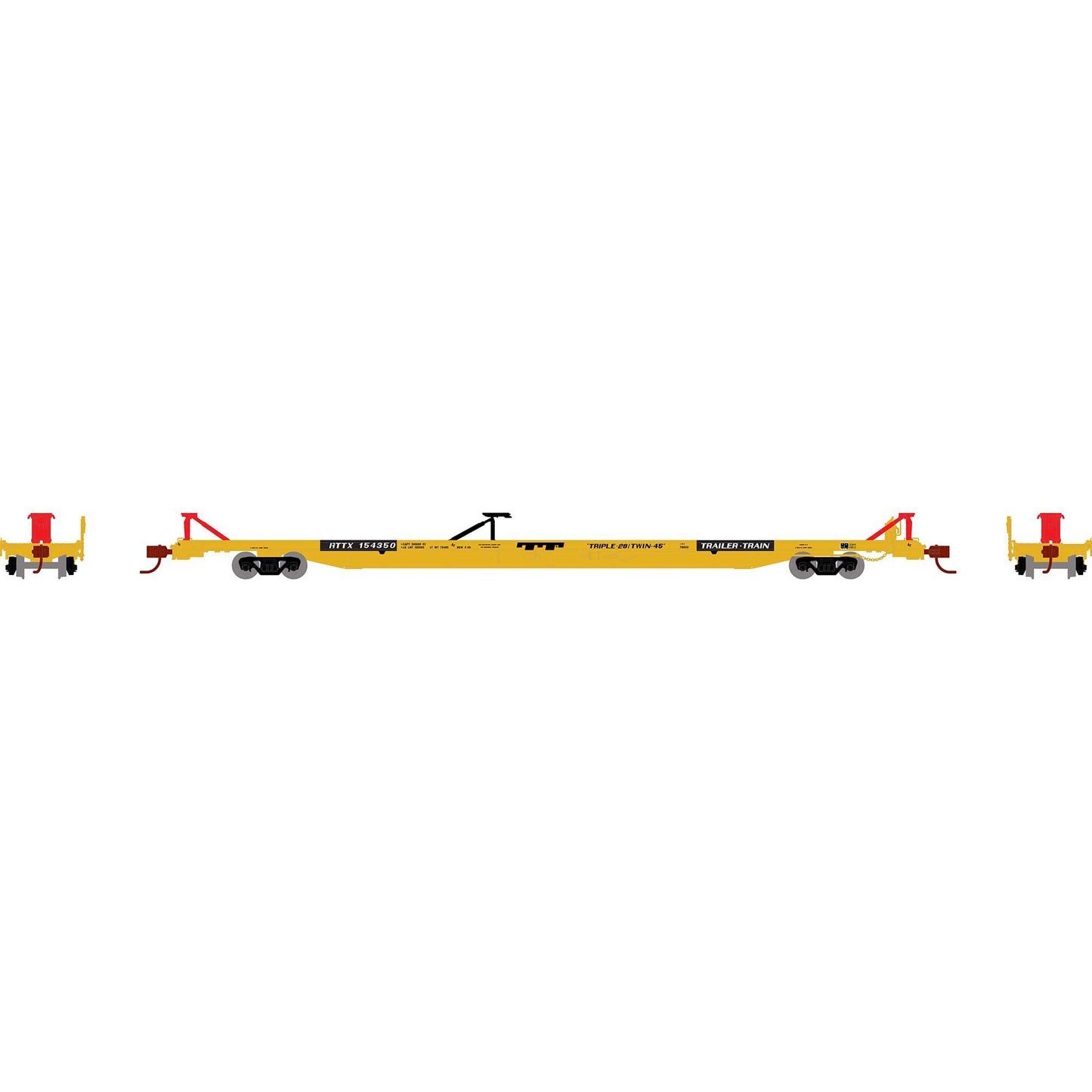 Athearn 14351 N RTTX/Yellow F89F TOFC Flat Car #154350