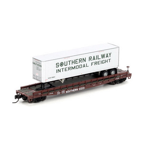 Athearn 17335 N Southern 53' GSC TOFC Flat with 40' Trailer #51001