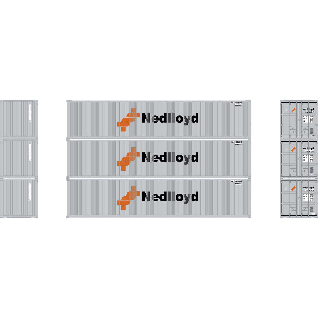 Athearn 17394 N Nedlloyd 40' Corrugated Low-Cube Container # 1 (Pack of 3)