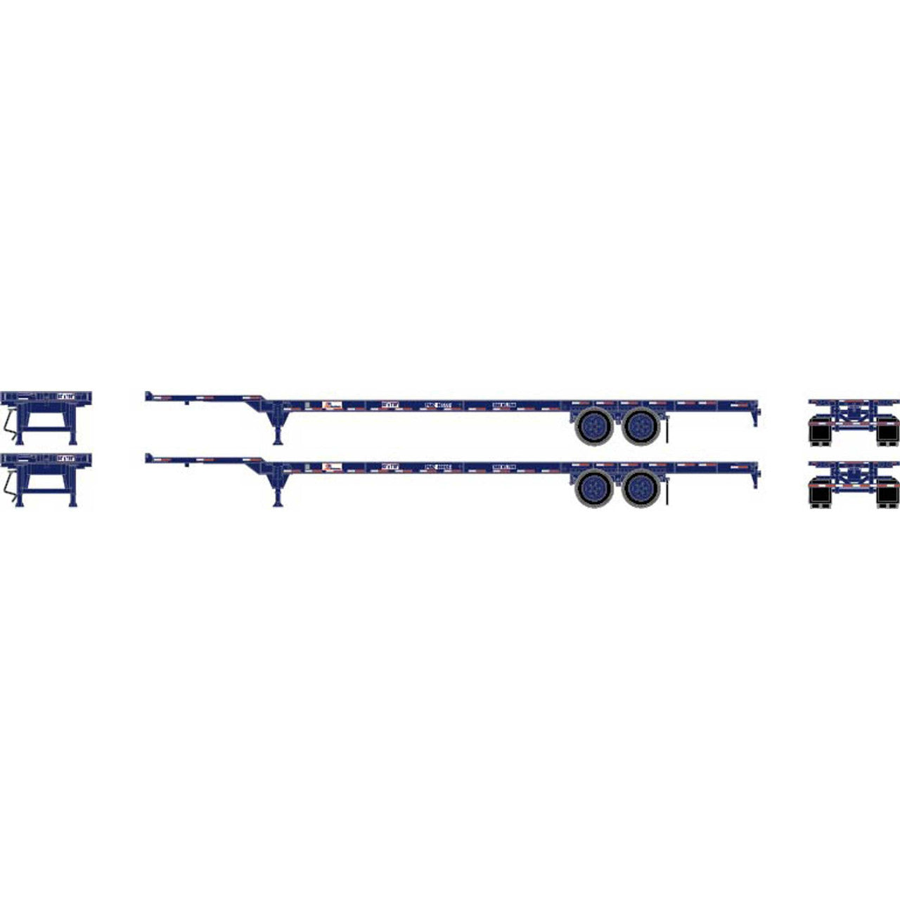 Athearn 26032 HO Pacer Stack Train RTR 53' Chassis (Pack of 2)