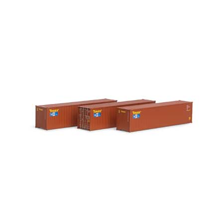 Athearn 27044 HO Touax/MOL 40' Corrugated HC Container #1 - RTR (Set of 3)
