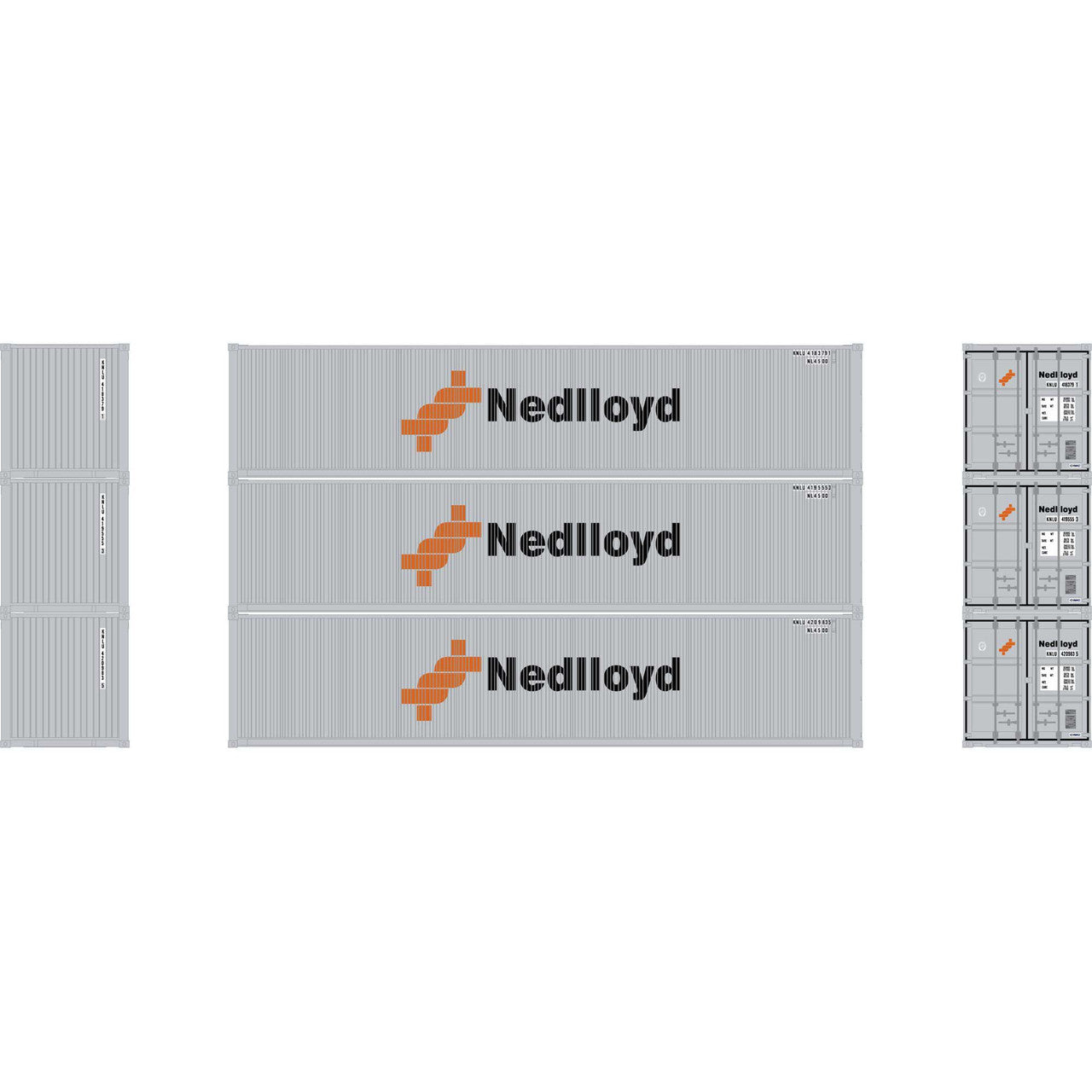 Athearn 27056 HO Nedlloyd 40' Corrugated Low-Cube Container # 2 (Pack of 3)
