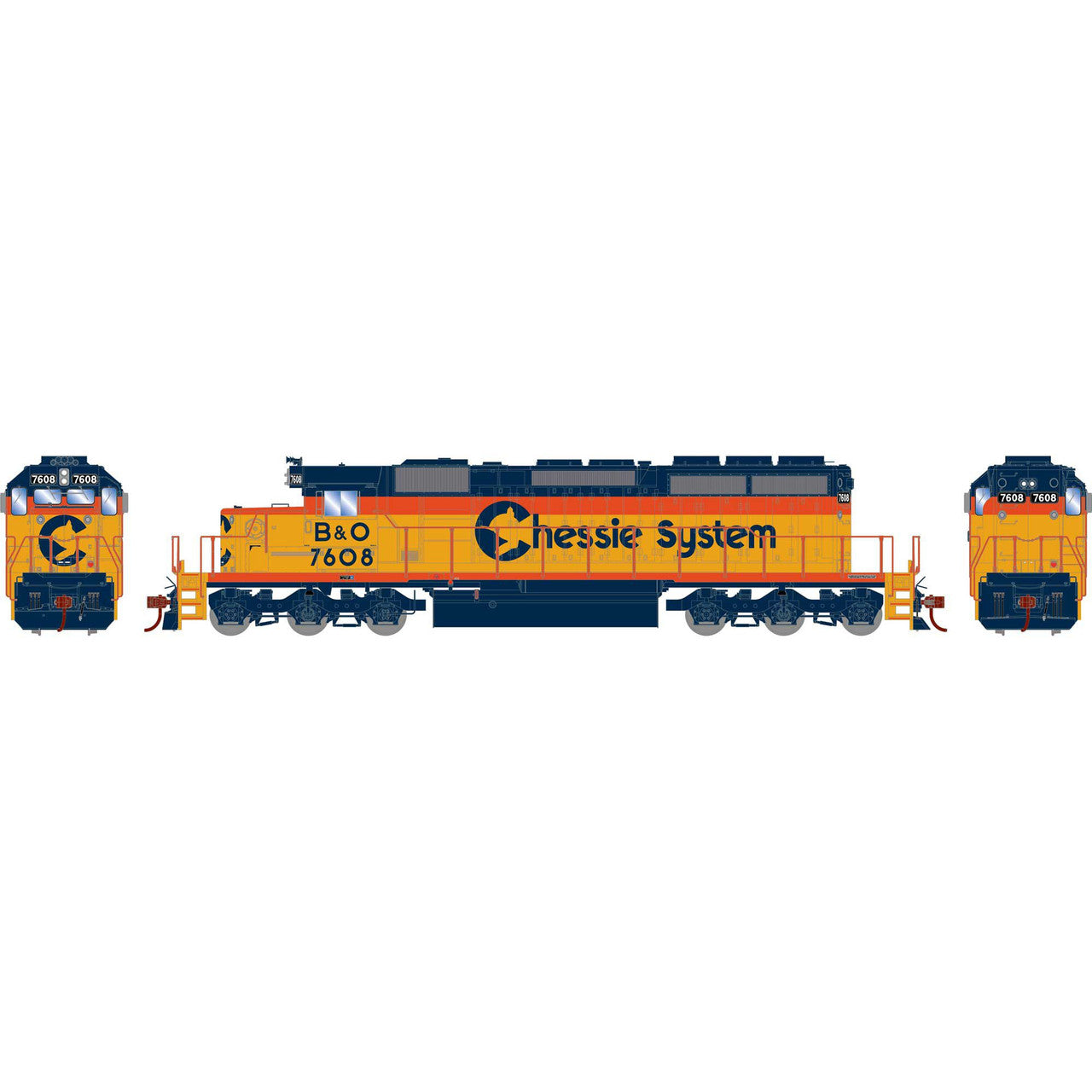 Athearn 72085 HO B&O/Chessie RTR SD40-2 Diesel Locomotive Standard DC #7608