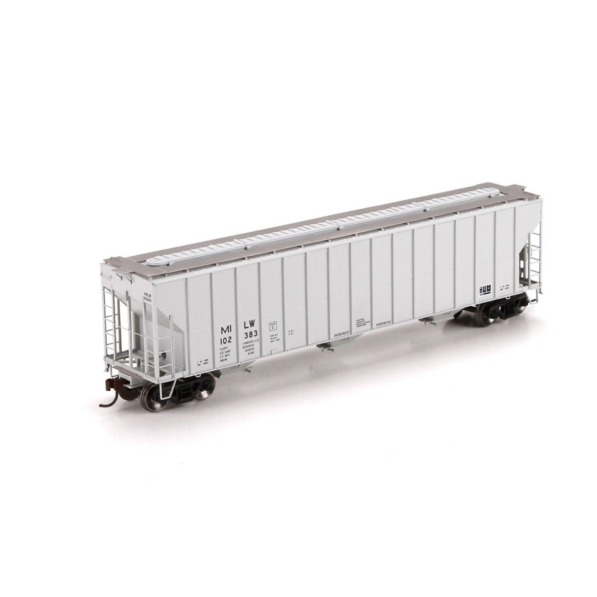 Athearn 81960 HO Milwaukee Road 54' FMC 3-Bay Covered Hopper #102383