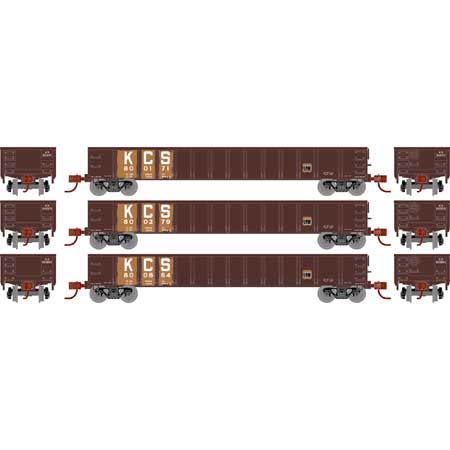 Athearn 8383 HO Kansas City Southern RTR 52' Mill Gondola (Pack of 3)