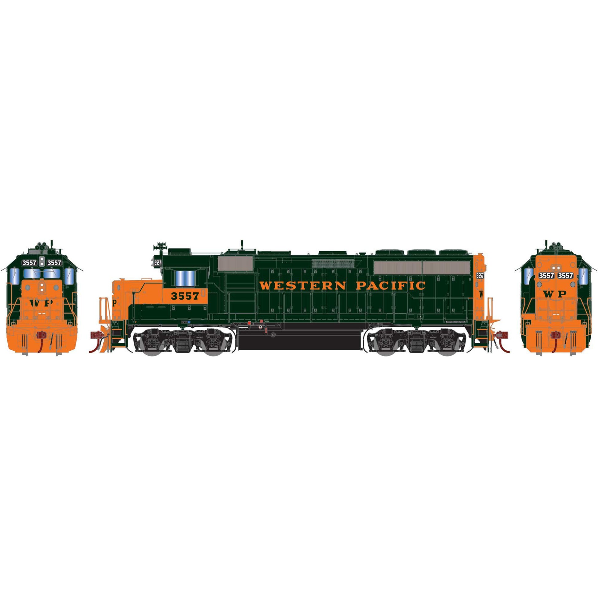Athearn G65159 HO WP GP40-2 Diesel Locomotive with DCC and Sound #3557