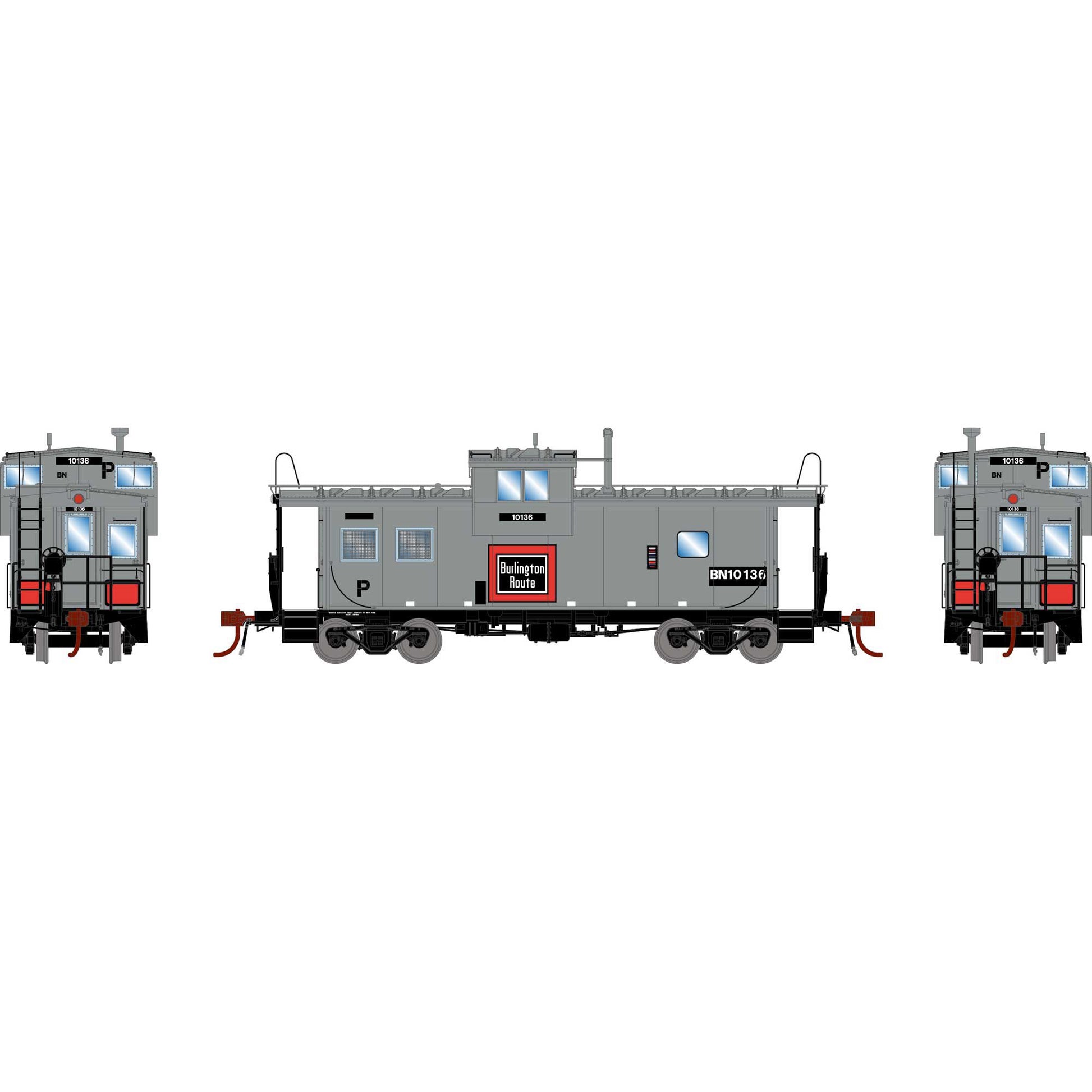 Athearn G78567 HO Burlington Northern ICC Caboose with Lights #10136