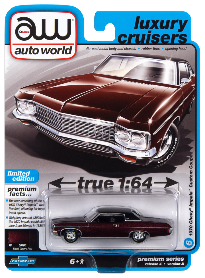 Auto World AWSP118-A-CASE 1:64 1970 Chevrolet Impala Diecast Car (Pack of 6)