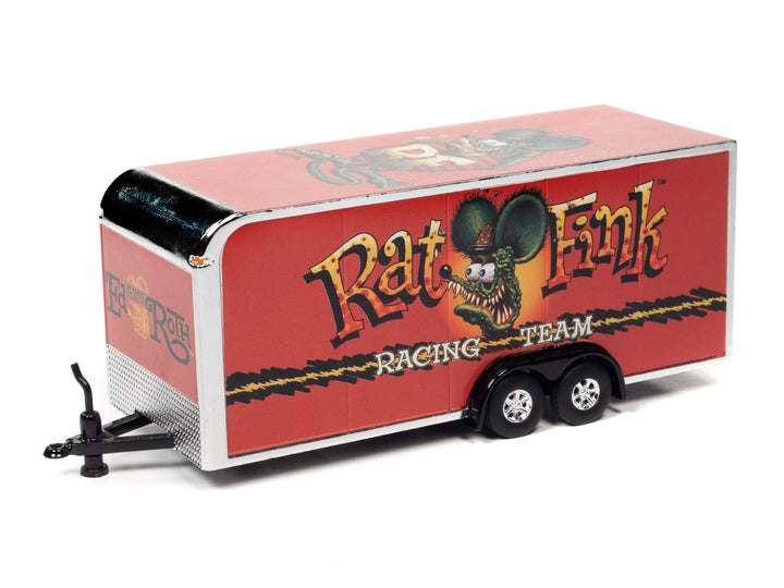 Auto World AWSP093-CASE 1:8 Rat Fink Red Enclosed Trailer (Pack of 6)