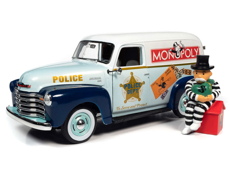 Auto World AWSS129 1:18 Monopoly 1948 Chevrolet Panel Delivery Truck w/Figure