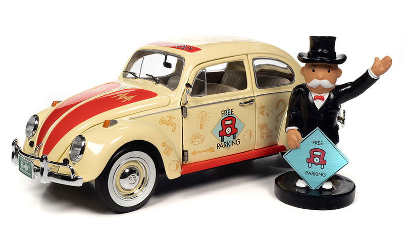 Auto World AWSS141 1:18 Monopoly Free Parking - 1963 Yellow Volkswagen Beetle