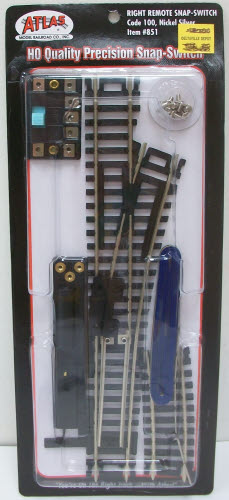 Atlas 0851 HO Code 100 Nickel Silver Right Hand Remote Snap Switch Turnout