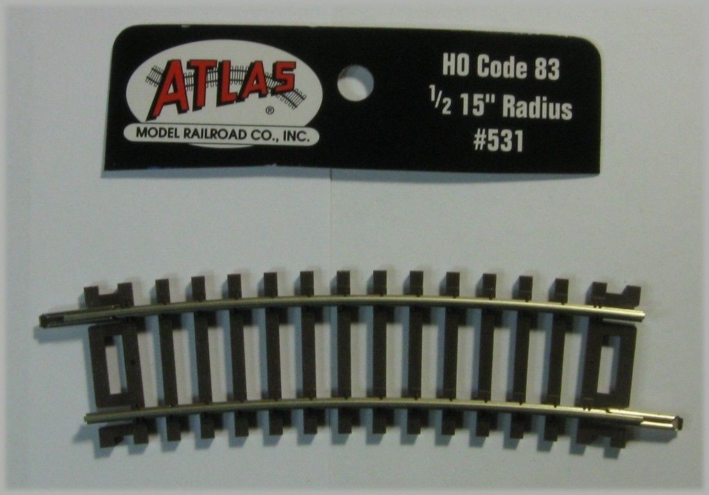 Atlas 0531 HO Code 83 Nickel Silver 1/2 15" Radius Curved Track (Pack of 4)