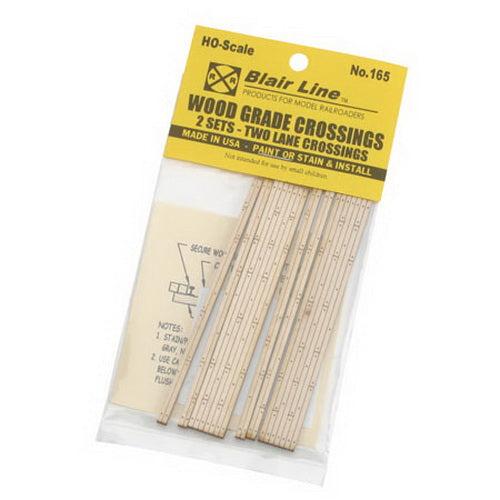Blair Line 165 HO 2-Lane 3.56" Laser-Cut Wood Grade Crossing (Set of 2)