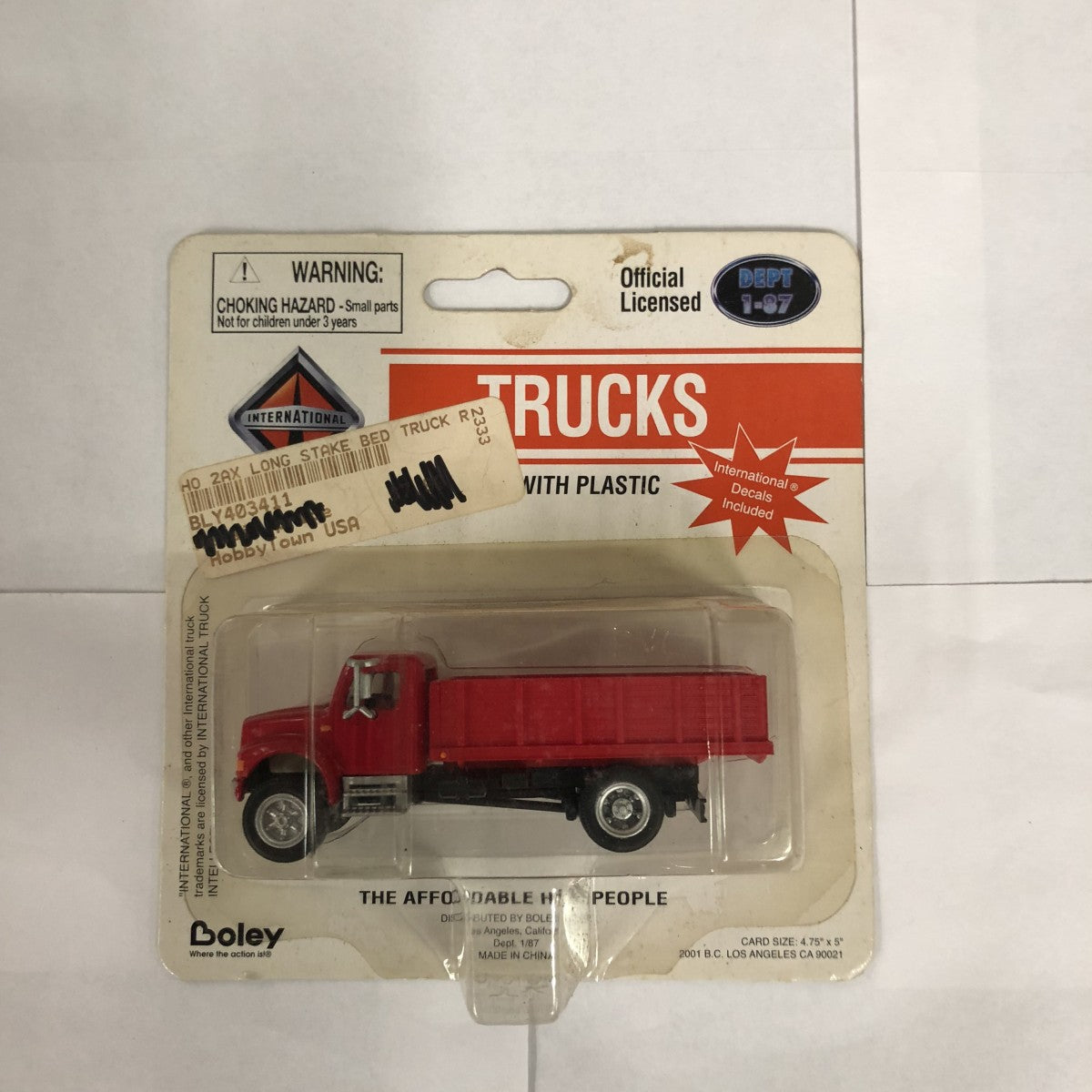 Boley 4034-11 1:87 HO Red 2-Axle Long Stake Bed Truck