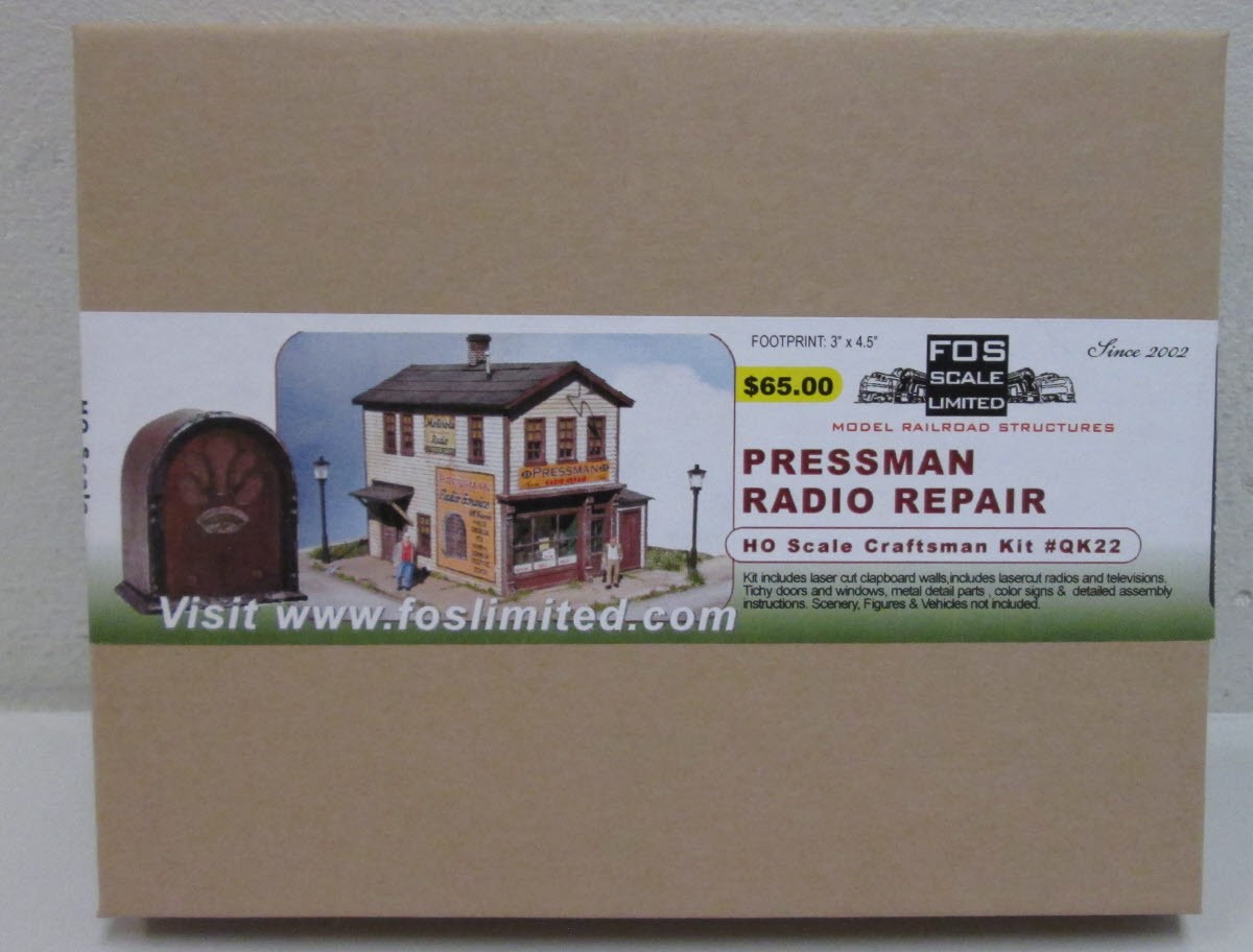 FOS Scale Limited QK23 HO Scale Pressman Radio Repair Building Craftsman Kit
