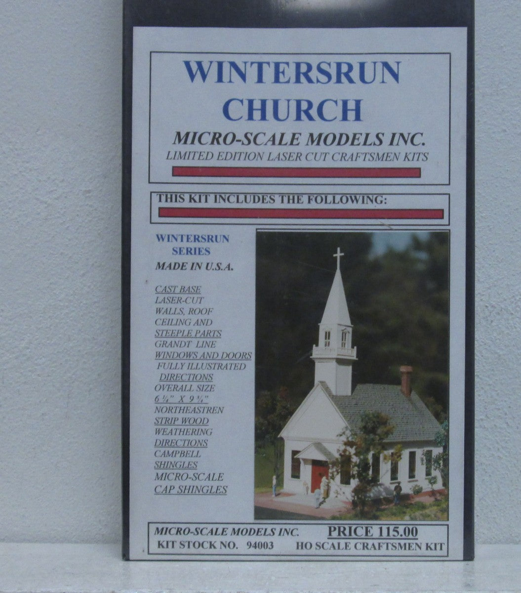 Micro-Scale Models 94003 HO Scale Wintersrun Church Laser-Cut Wooden Kit