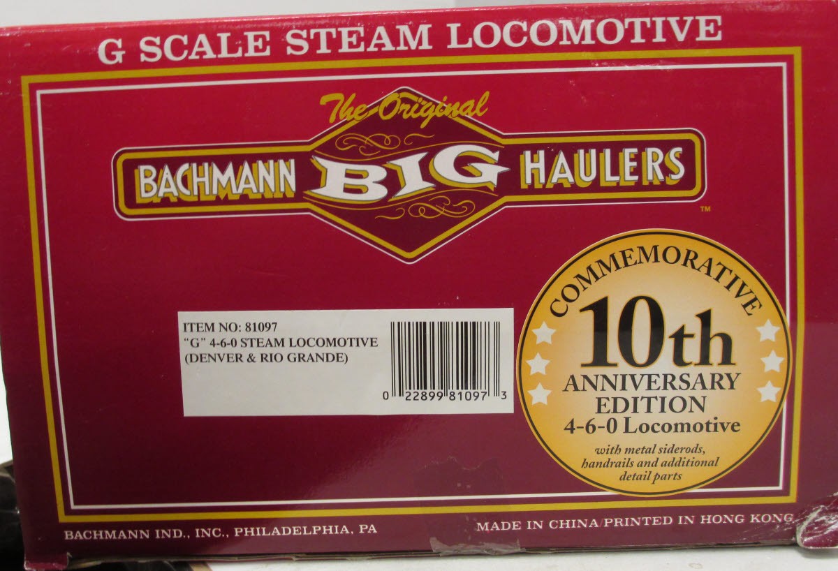 Bachmann 81097 G D&RG 4-6-0 Steam Locomotive & Tender