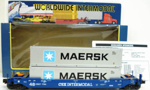 K-Line K776420 CSX Flat Car w/ 2 Containers LN/Box