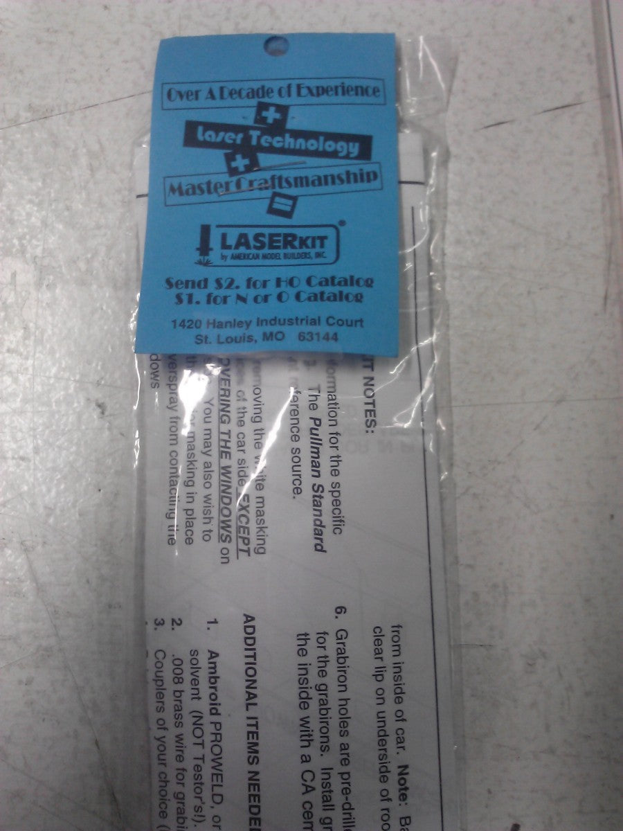 American Model Builders 5701 Laser Art PRR Pass Car PS 4129 10-6 N Scale Kit