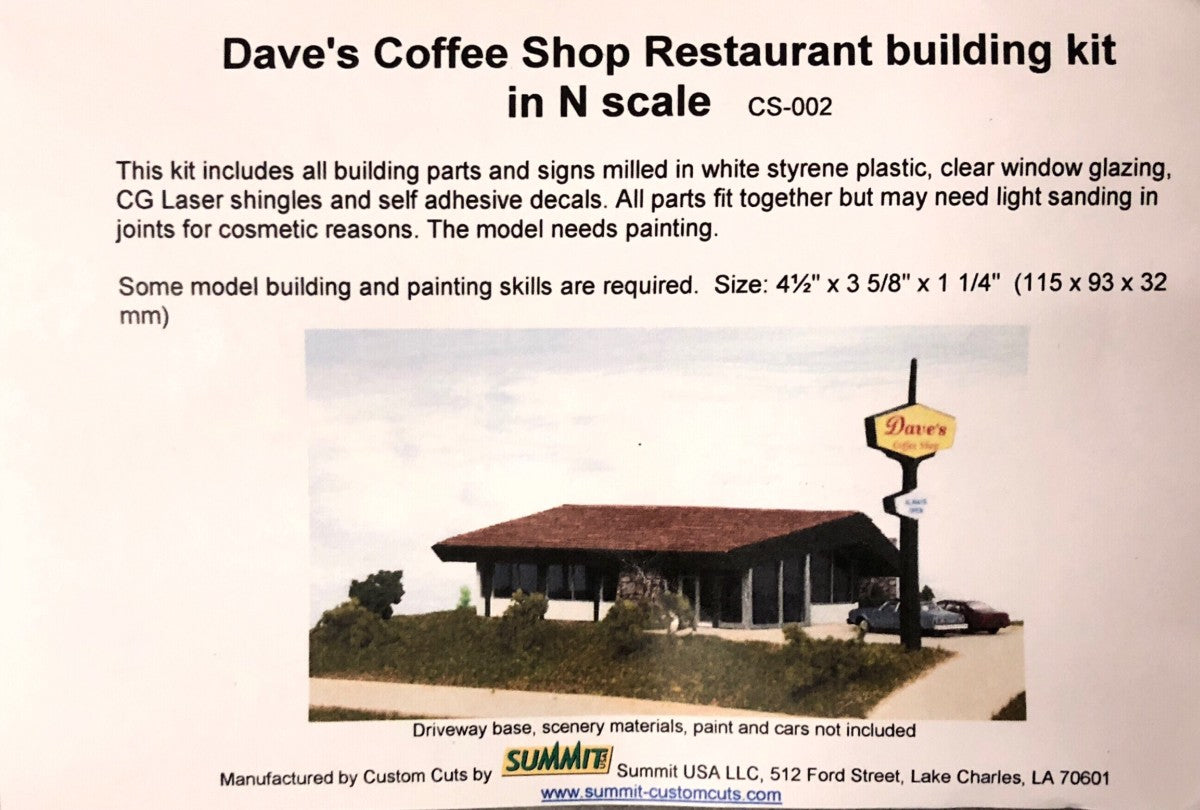 Custom Cuts by Summit USA CS-002 N Dave's Coffe Shop Restaurant Kit