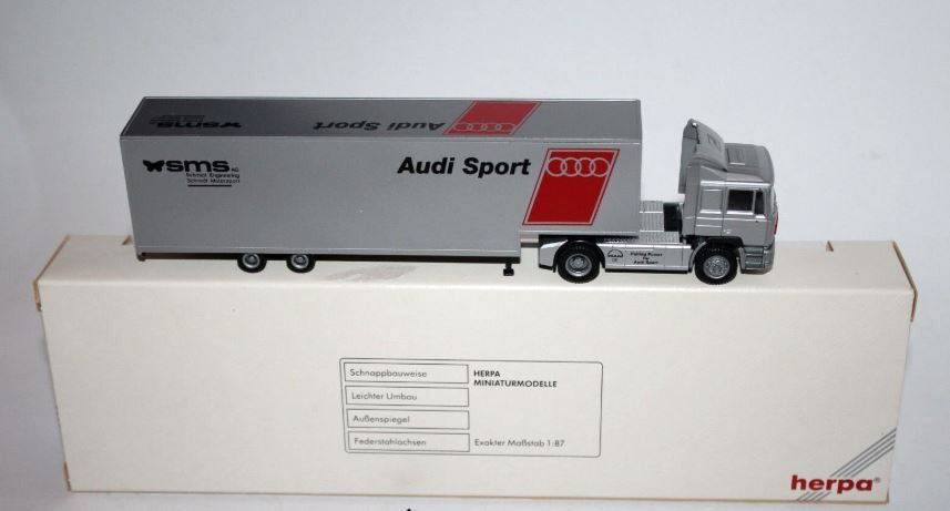 Herpa 035651 1:87 HO SMS Audi Sport Tractor Trailer Race Car