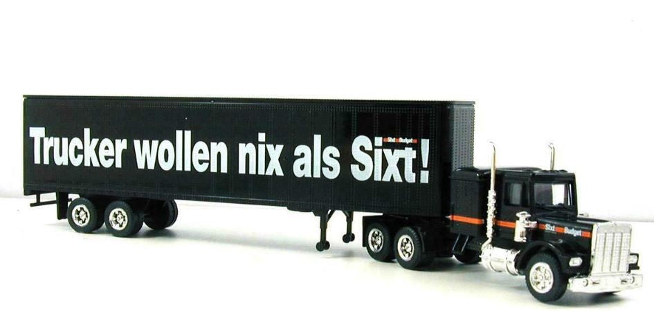 Herpa 141604 HO Sixt Budget Kenworth Semi-Trailer Truck