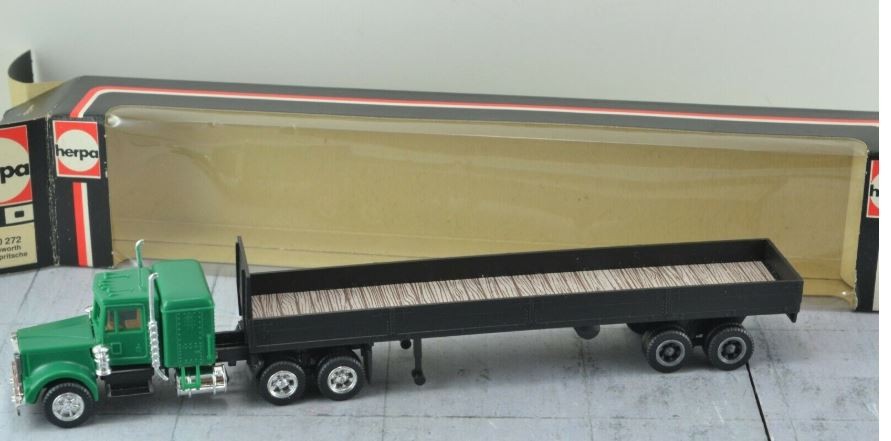 Herpa 850272 HO Kenworth Flatbed Tractor Trailer