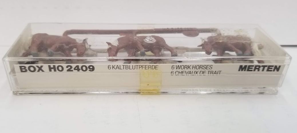 Merten 2409 HO Scale Animals Work Horses Figures (Set of 6)