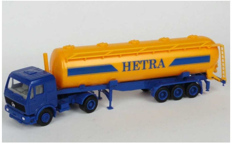 Herpa 811112 HO Hetro Mercedes-Benz Dump Semi-Trailer in Blue & Yellow