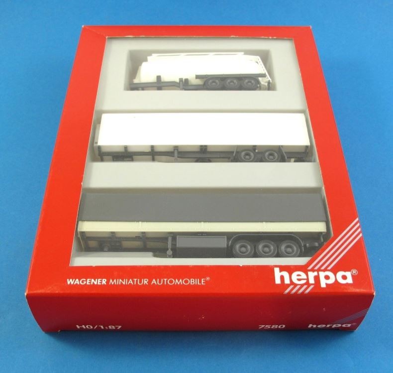 Herpa 7580 HO Semi-trailer, Silo Refrigerated/Plane (Set of 3)