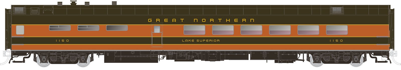 Rapido Trains 124022 HO Great Northern P-S Lightweight 48-Seat Dining Car #1150