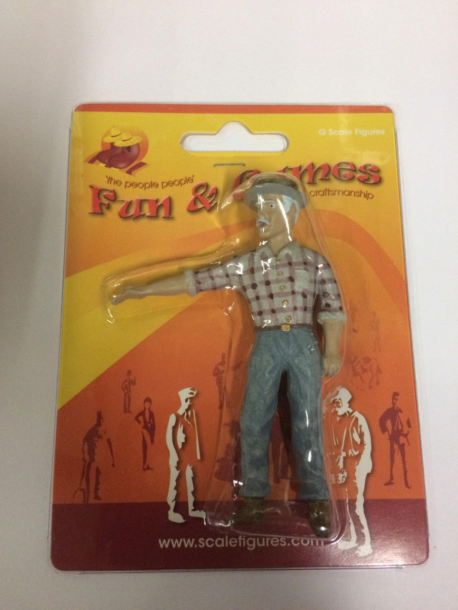 F&G GLOG16B Handpainted G Scale Cold Deck Boss Plaid Shirt Figure