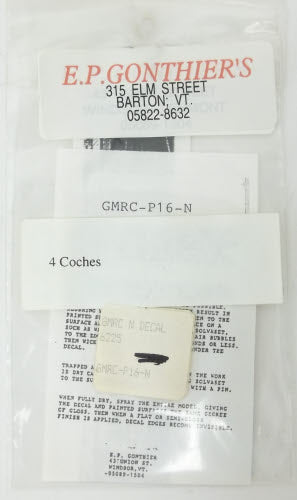 E.P. Gonthier's 6225 GMRC 4 Coaches Decals