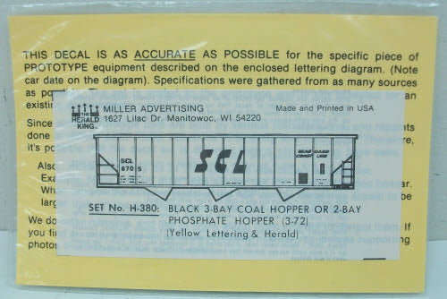 Herald King H-380 HO Scale Hopper Decal
