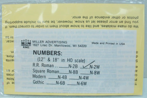 Herald King N-2W HO Scale R.R. Roman Numbers 12