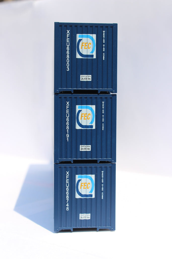 JTC Model Trains 953026 HO Florida East Coast 53' 8-55-8 HC Container (Set of 3)