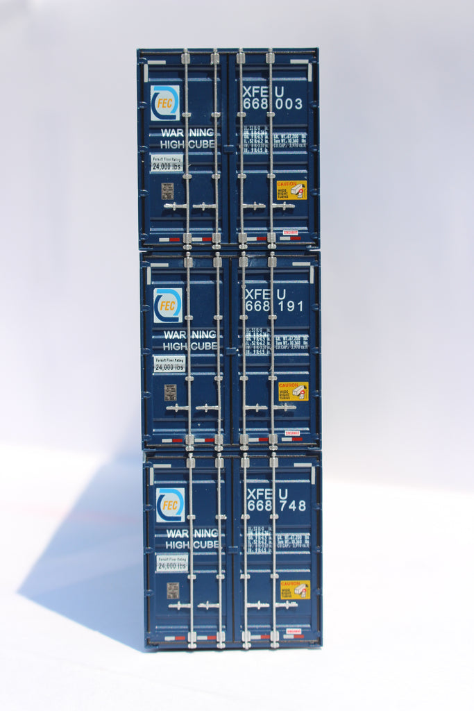 JTC Model Trains 953026 HO Florida East Coast 53' 8-55-8 HC Container (Set of 3)