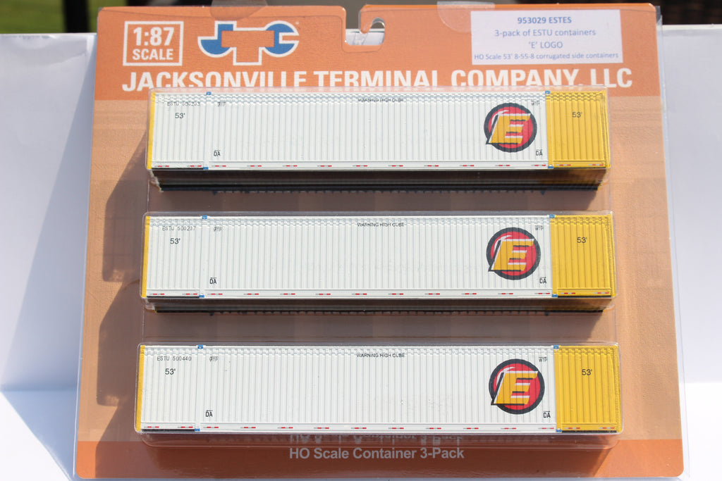 JTC Model Trains 953029 HO Estes 53' 8-55-8 High Cube Container (Set of 3)