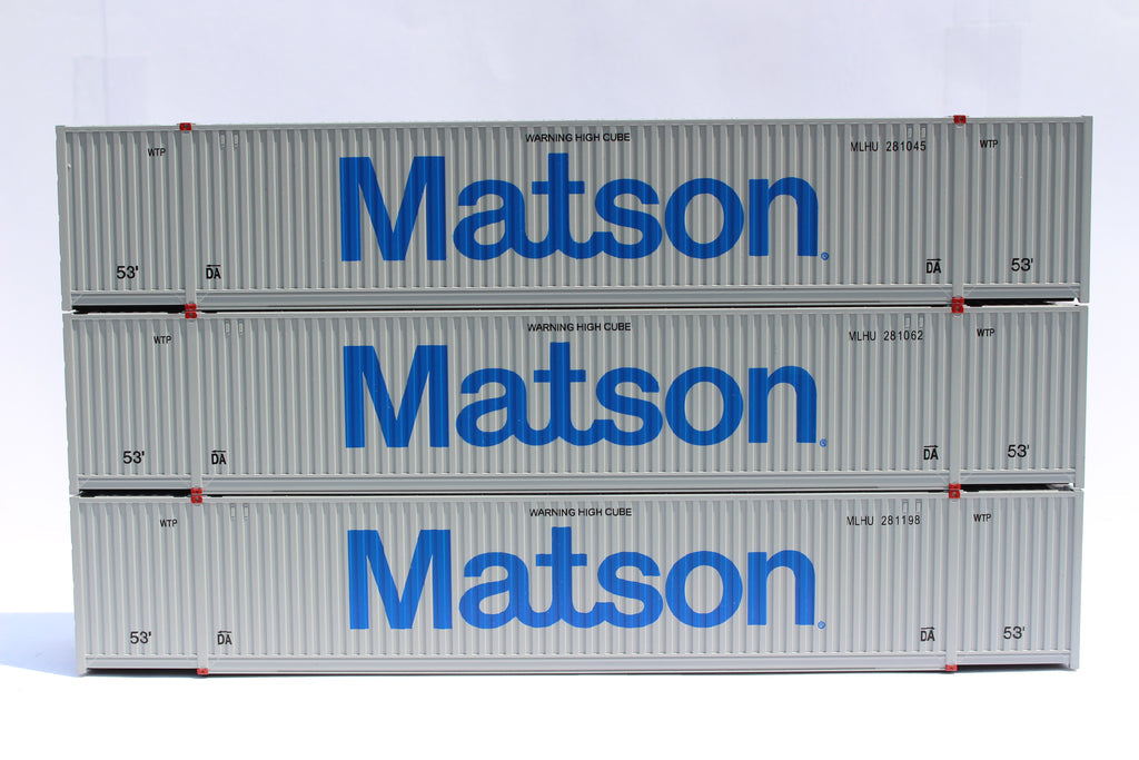 JTC Model Trains 953031 HO Matson 53' 8-55-5 High Cube Container (Set of 3)