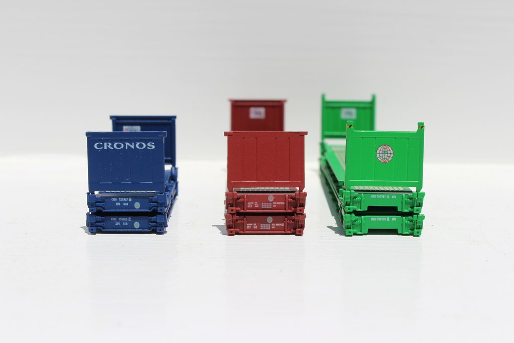 JTC Model Trains 402552 N Flatrack Containers Assortment Set #2 (Set of 6)