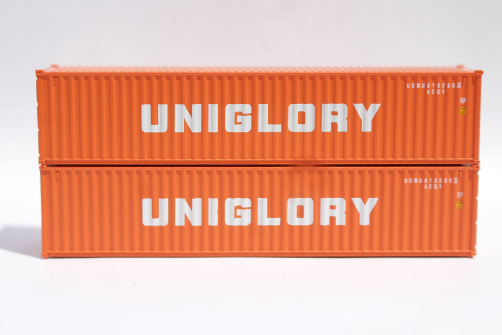 JTC Model Trains 405360 N Uniglory 40' Std Height Corrugated-Side Containers